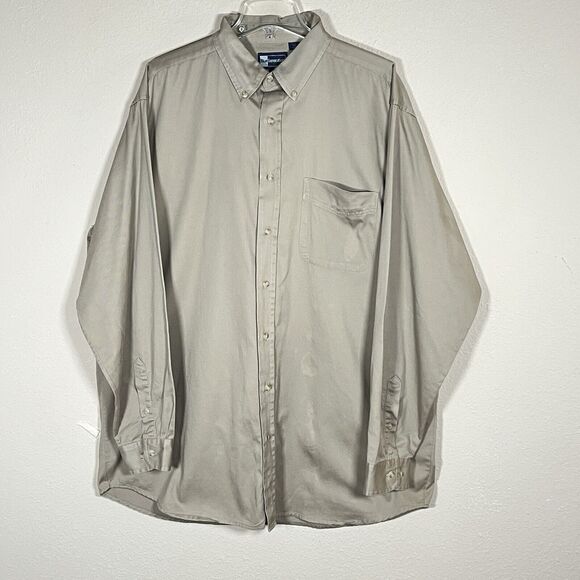 Blue‎ Generation Men's Size XL Tan Button Up Long Sleeve Front Pocket - Picture 1 of 8